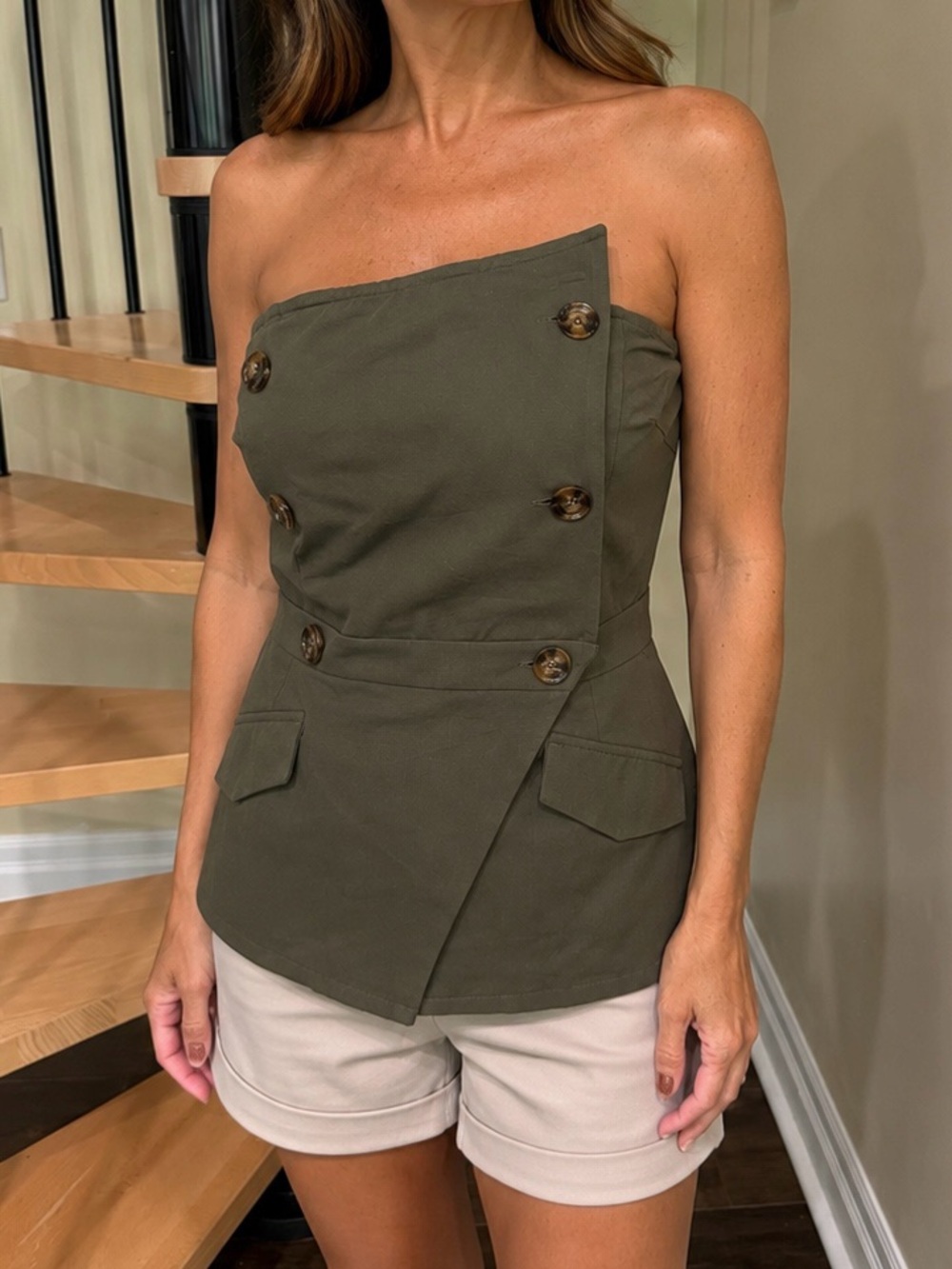 NWOT VENUS Olive Green Utility Top